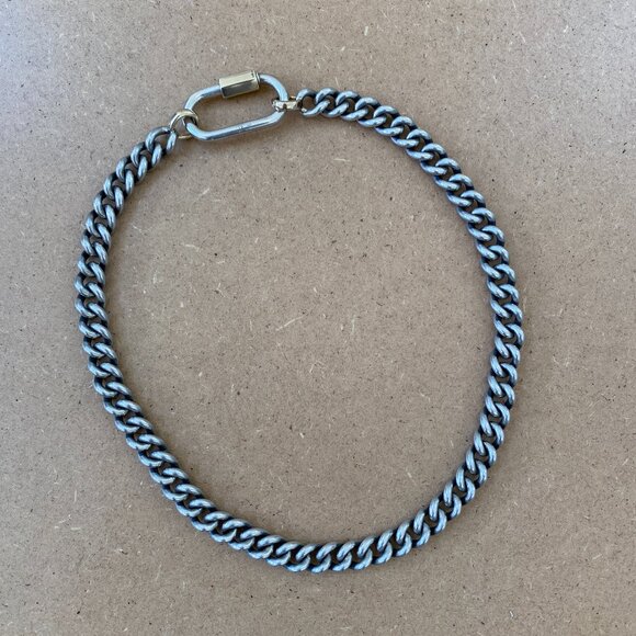 Marla Aaron Silver Mini Mega 16" Chain with Silver and 14K Gold Lock - Picture 2 of 4